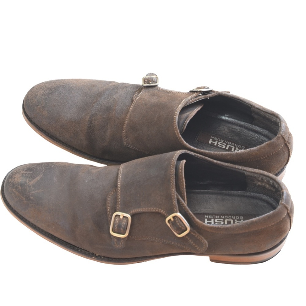 Gordon Rush || Double Monk Strap Allan Leathered Suade Shoe Size 11 - Picture 2 of 6